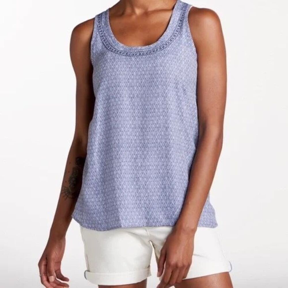 TOAD&CO TOAD & CO Women’s Blue Print Windsong Tencel Crochet Tank Top Small